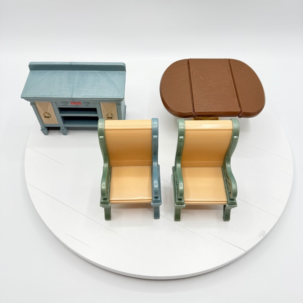 Fisher Price Loving Family Dining Room Hutch Table and Chairs